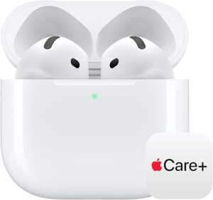 Apple AirPods 4 Wireless Earbuds, Bluetooth Headphones, with Active Noise Cancellation, Adaptive Audio, Transparency Mode, Personalized Spatial Audio, USB-C Charging Case with AppleCare+ (2 Years) 
